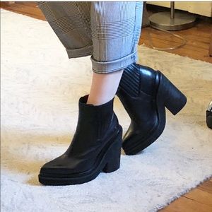 Windsor Smith Black leather platform ankle boots